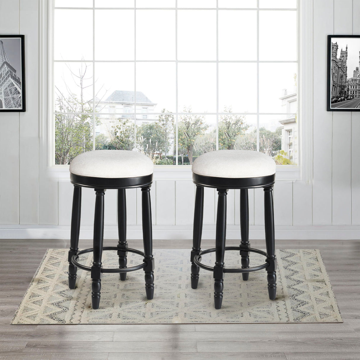 360° Swivel Wooden Barstools With Upholstered Seat, Counter Height (Set of 2) by Couch.com