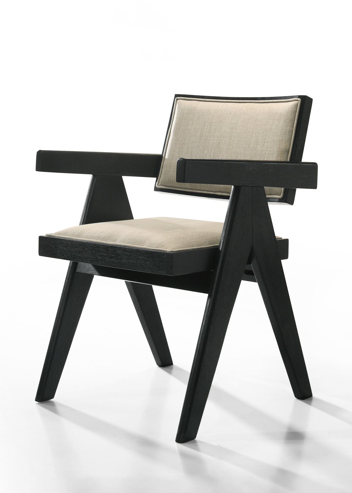 Jasper - Dining Arm Chairs With Upholstered Seat (Set of 2) - Ebony Black / Beige by Couch.com