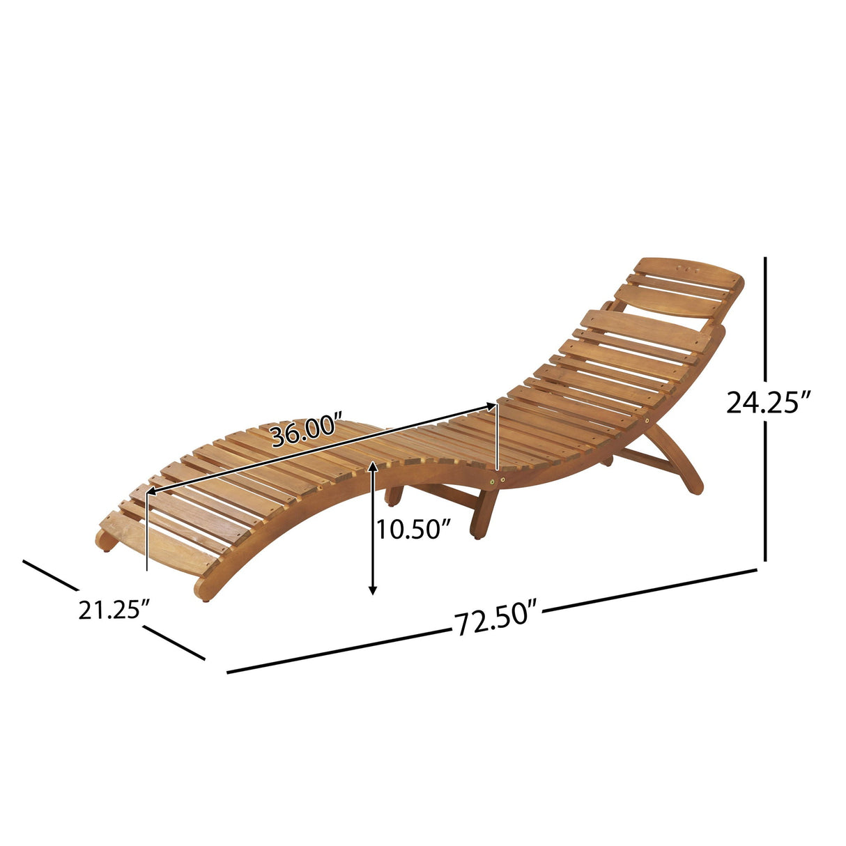 Outdoor Wood Folding Chaise Lounge - Brown by Couch.com
