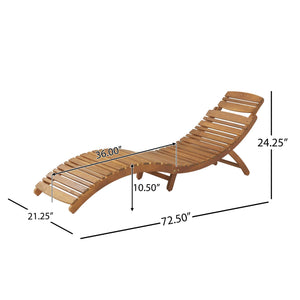 Outdoor Wood Folding Chaise Lounge - Brown by Couch.com