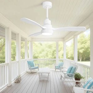 Indoor Wood Ceiling Fan With 3 Solid Wood Blades Remote Control Reversible Dc Motor For Living Room - White by Couch.com