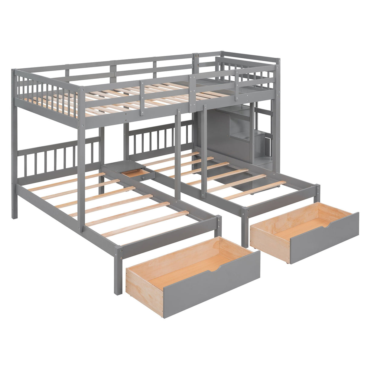 Multifunctional Triple Bunk Bed With Drawers And Guardrails by Couch.com