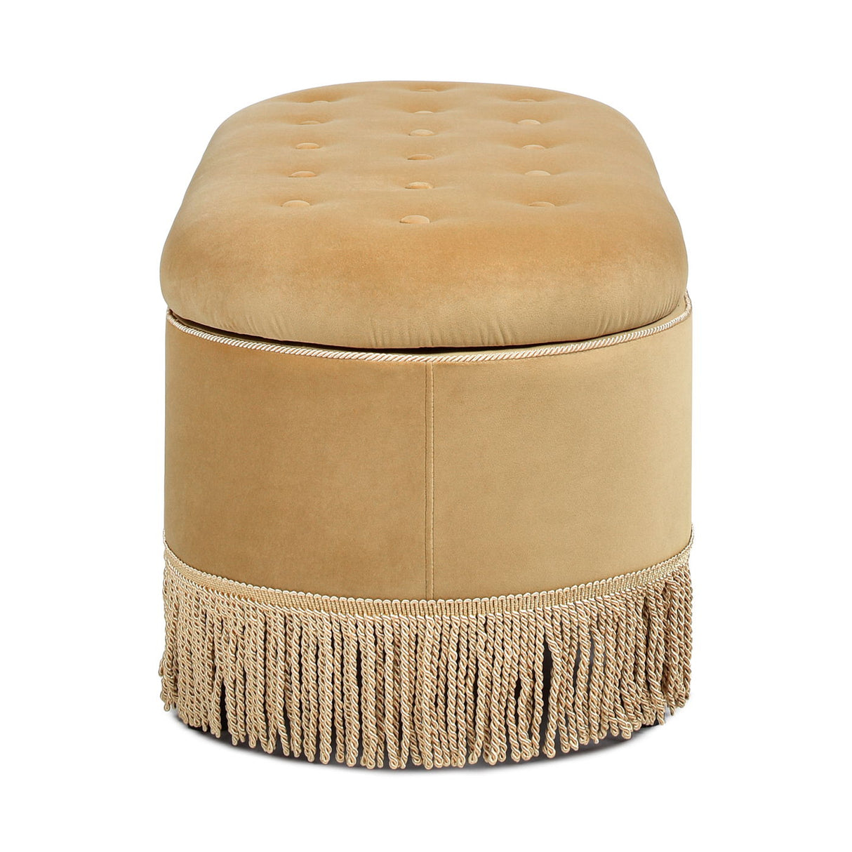 Melinda - Oval Tufted Bullion Fringe Storage Bench by Couch.com