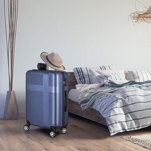 3 Piece Luggage With Tsa Lock Abs, Durable Luggage Set, Lightweight Suitcase With Hooks, Spinner Wheels Cross Stripe Luggage Sets - Dark Blue by Couch.com