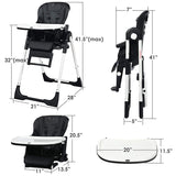 4-in-1 High Chair “Booster Seat with Adjustable Height and Recline-Black