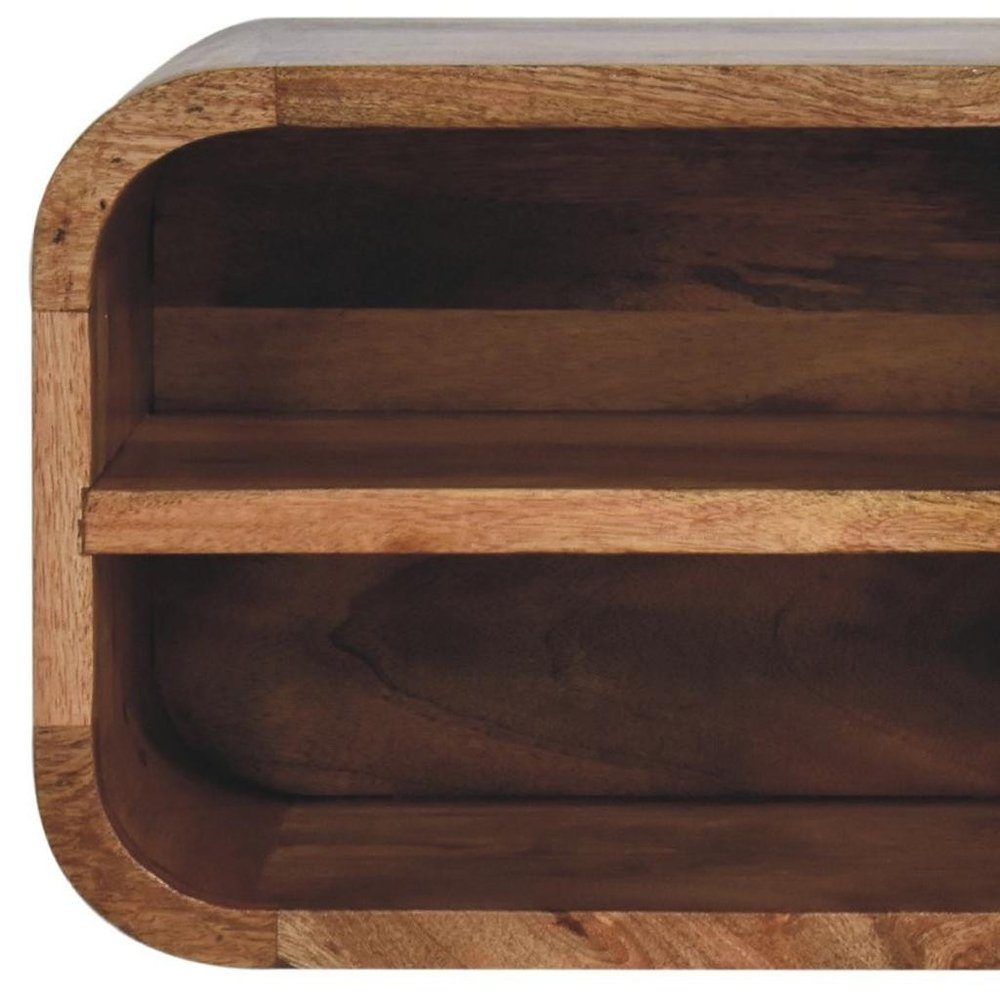 14" Brown Solid Wood One Drawer Floating Nightstand