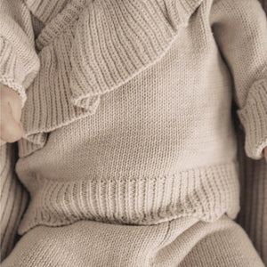 Baby Ruffle-Trim Sweater Cardigan Outfit Pants Headband 3-Piece Set