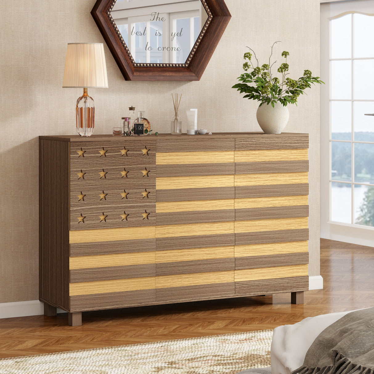 55-Inch Hand-Carved Buffet Sideboard Cabinet