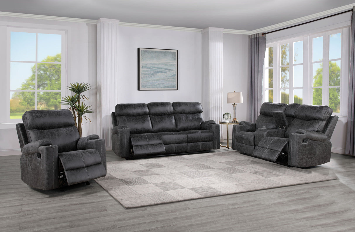 Hirah - 3 Piece Living Room Set - Dark Gray by Couch.com