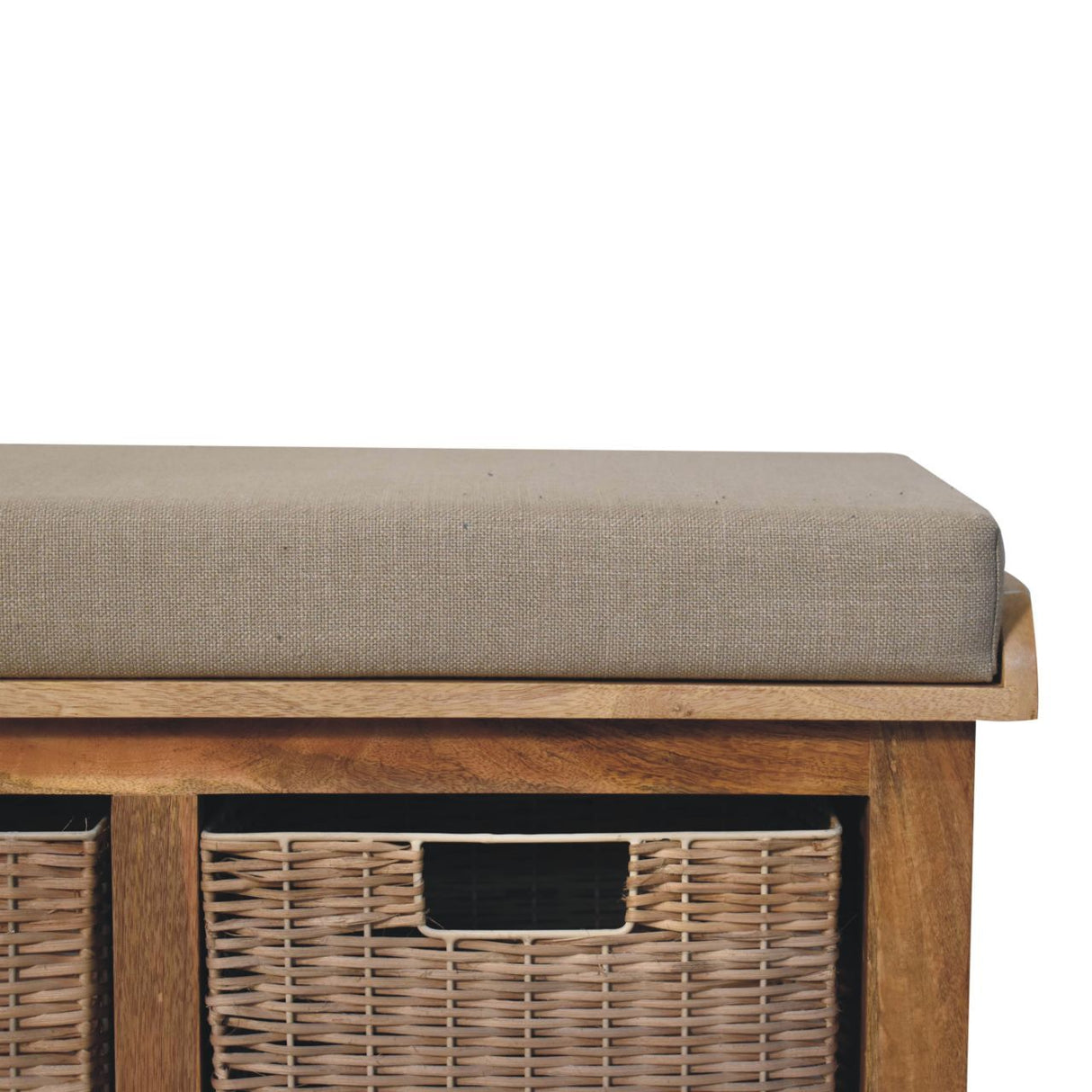 Rattan Basket Linen Bench - Brown by Couch.com