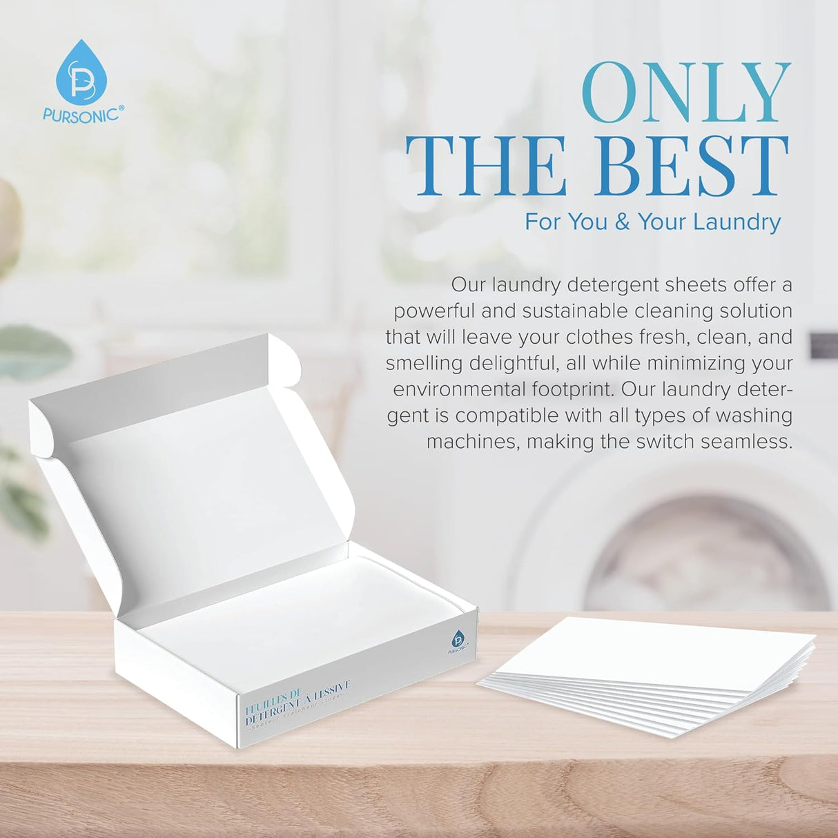 Pursonic Eco Home Essentials Bundle: Toilet Cleaner Tablets + Wool Dryer Balls + Eco Laundry Detergent Sheets by Pursonic