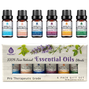 Pursonic Purify & Relax Home Wellness Bundle - True HEPA Air Purifier & 6 Pack of 100% Pure Essential Oils Blends