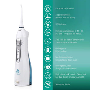 Complete Oral Care Bundle – UV Sonic Toothbrush W 12 Brush Heads, Ultrasonic UV-C Cleaner Pod & Rechargeable Water Flosser