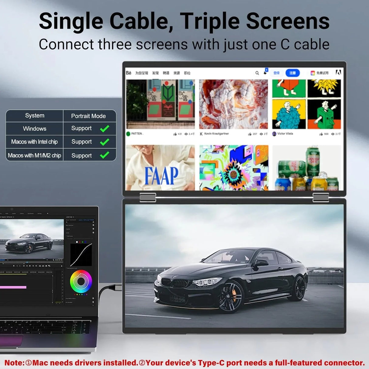 InnoView Foldable 15.6" Dual Portable Monitor-INVPM009-05B