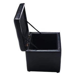 Foldable Cube Ottoman Pouffe Storage Seat-Black