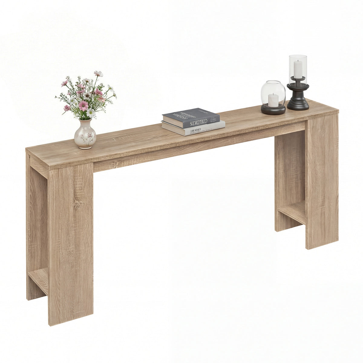 71 Inches Long Console Table with Storage for Hallway-Natural