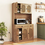 71 Inches Pantry Cabinet with Hutch and Charging Station-Natural