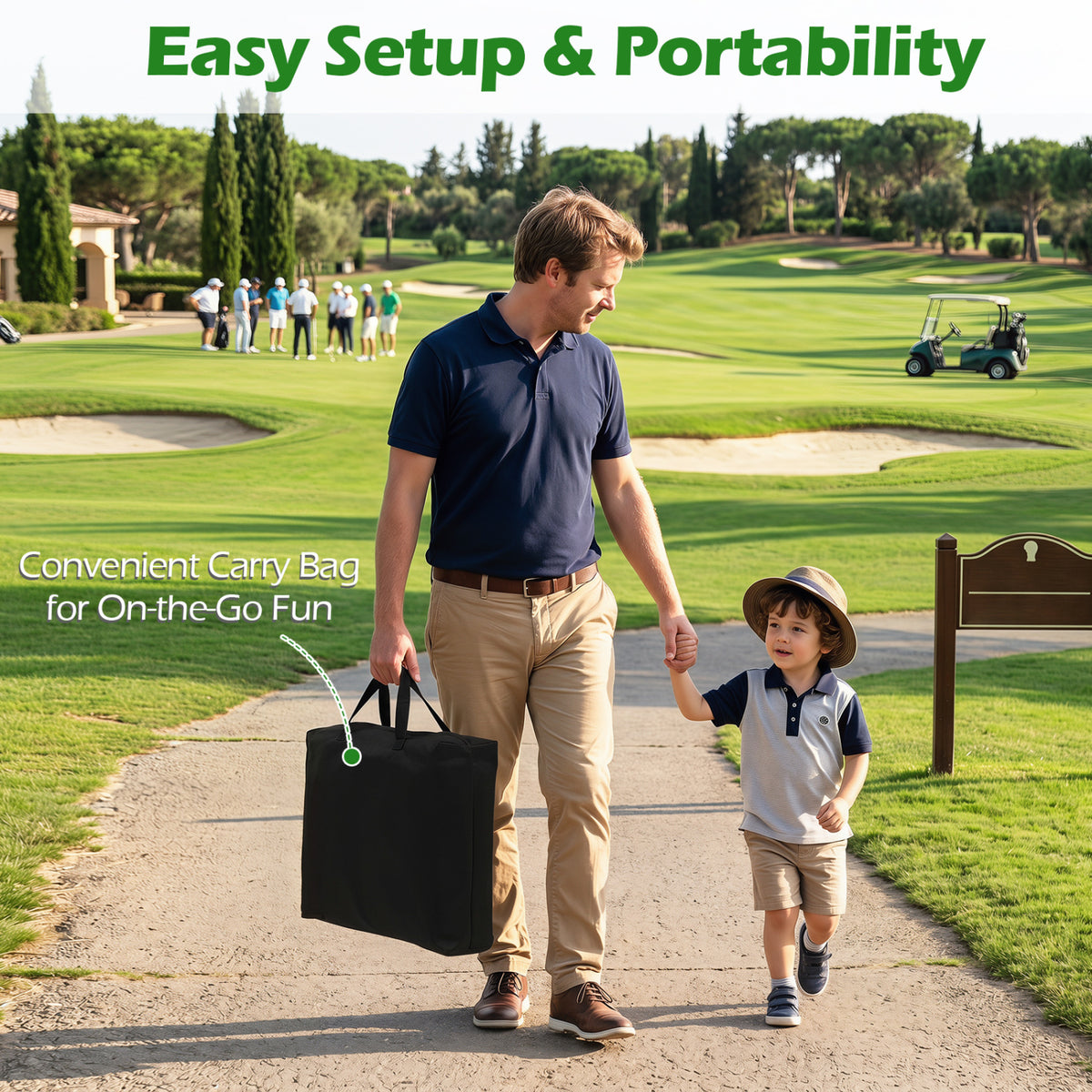 71 x 71 Inches Golf Chipping Game Set with 2 Adjustable Clubs