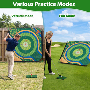 71 x 71 Inches Golf Chipping Game Set with 2 Adjustable Clubs
