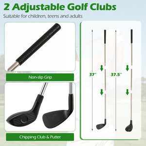 71 x 71 Inches Golf Chipping Game Set with 2 Adjustable Clubs
