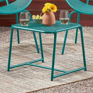Outdoor Iron Chair With Mesh Design - Teal by Couch.com