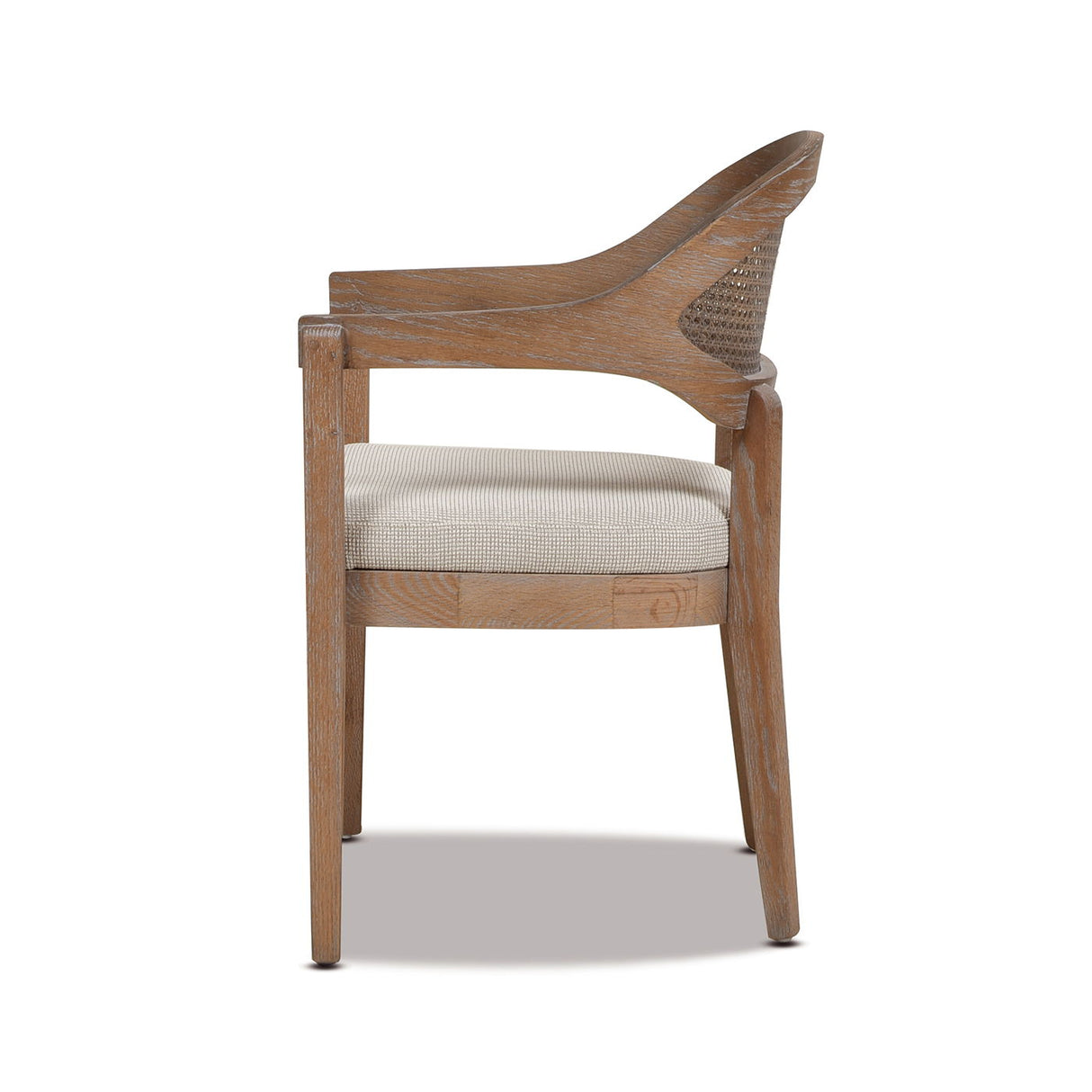 Americana - Mid-Century Modern Cane Back Dining Chair Textured Weave - Taupe Beige by Couch.com