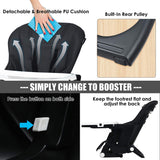 4-in-1 High Chair “Booster Seat with Adjustable Height and Recline-Black