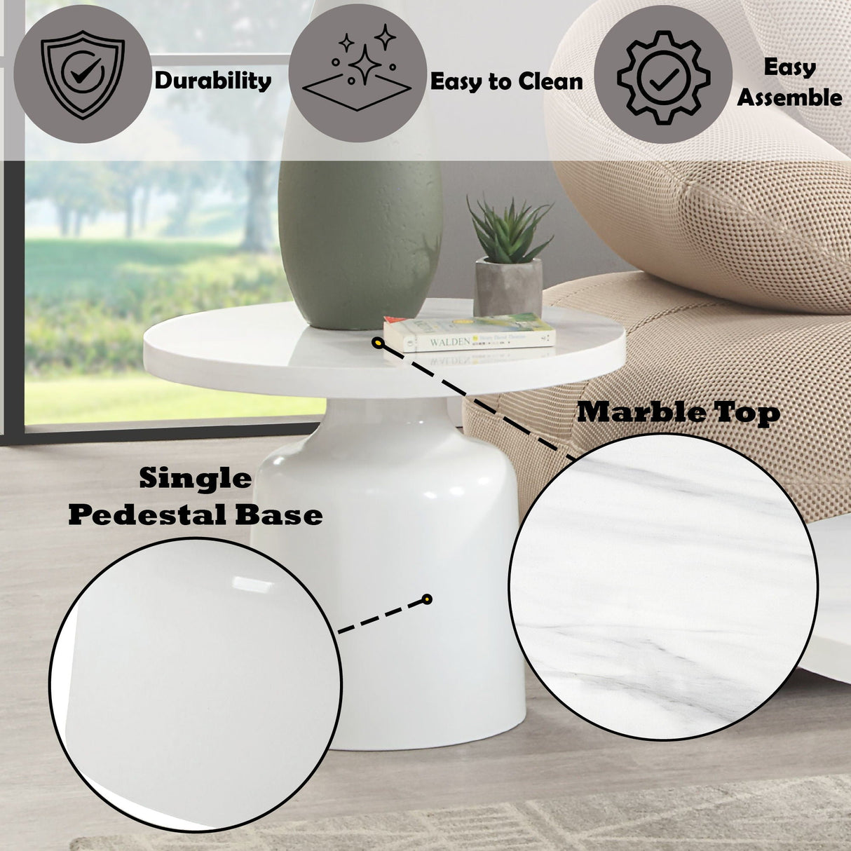 Zaid - Engineering Marble High Gloss Table by Couch.com