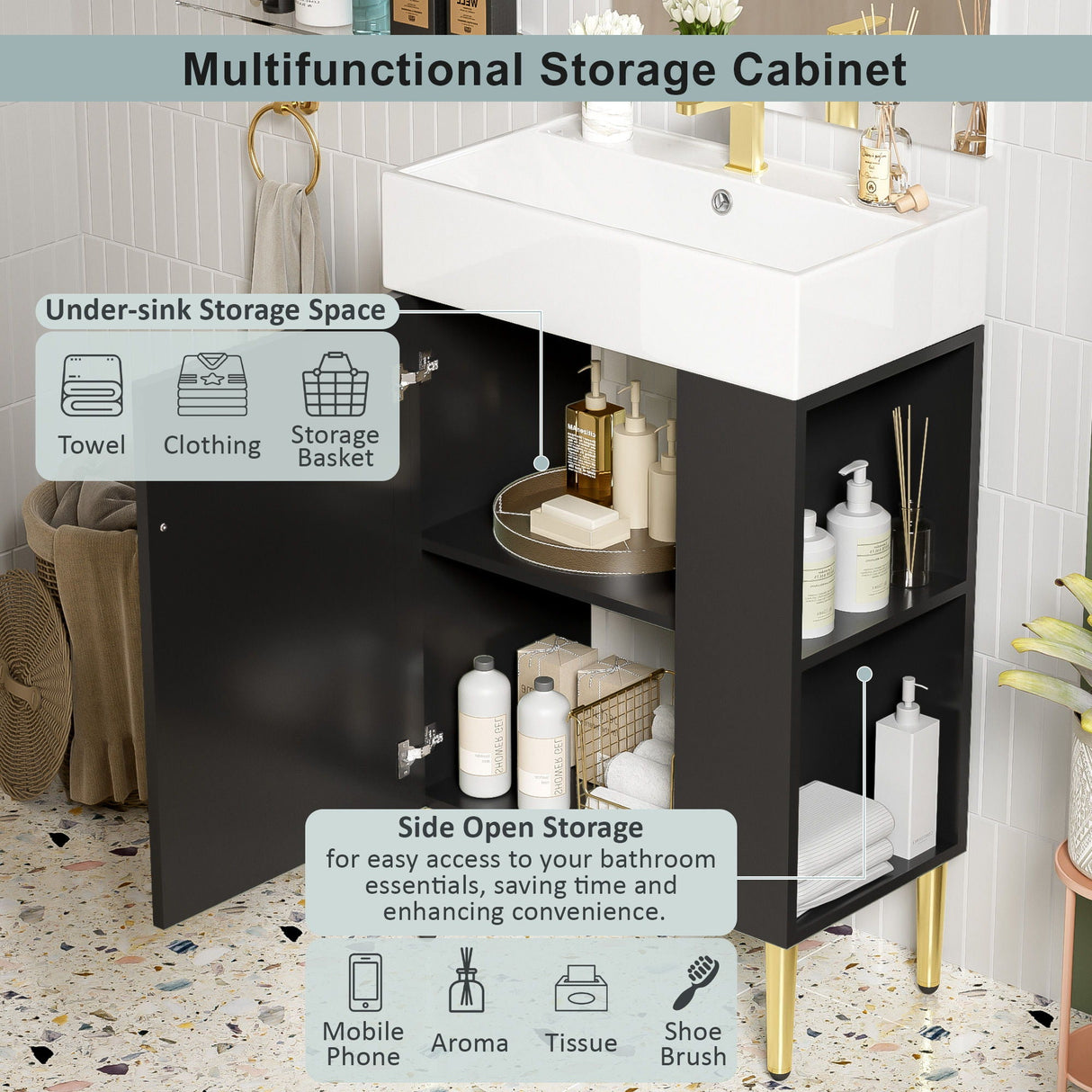 Bathroom Vanity, Combo Cabinet, Bathroom Storage Cabinet, Single Ceramic Sink by Couch.com