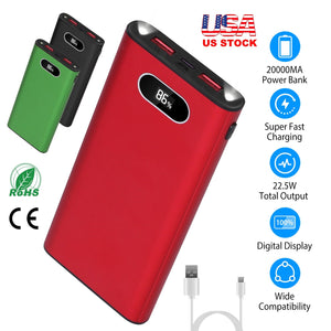 20000Mah Power Bank Portable Charger External Battery Pack 22.5W Super Fast Charging with LED Display Flashlight Fit for iPhone Samsung by DirectDeals