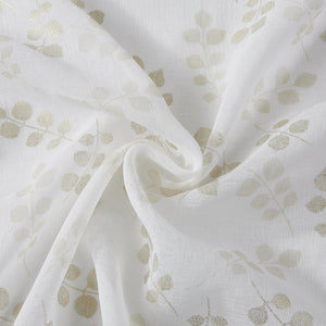 72" White And Gold Floral Shower Curtain
