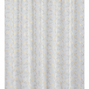 72" White And Gold Floral Shower Curtain
