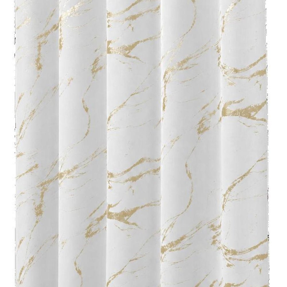 72" White And Gold Abstract Shower Curtain