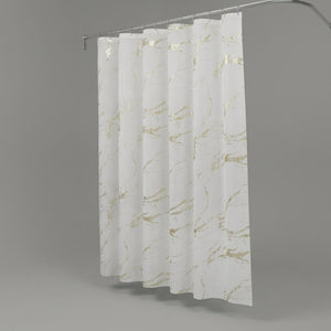 72" White And Gold Abstract Shower Curtain