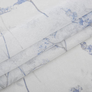 72" White And Blue Floral Shower Curtain