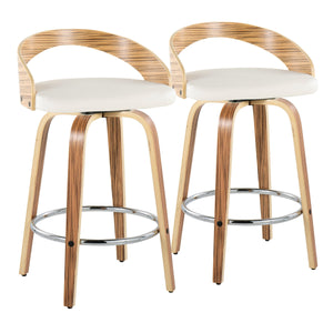 Grotto - Mid Century Modern Fixed Height Counter Stool With Swivel With Round Footrest (Set of 2) by Couch.com