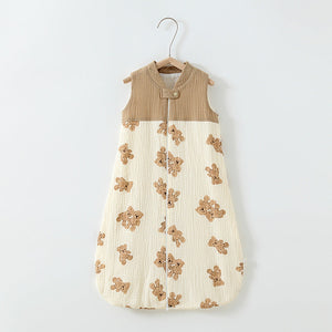 Baby Sleeping Bag Double Layer Patchwork Stand-up Collar Gauze Waistcoat Sleeping Bag