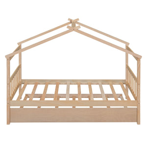 Wooden House Bed With Twin Size Trundle by Couch.com
