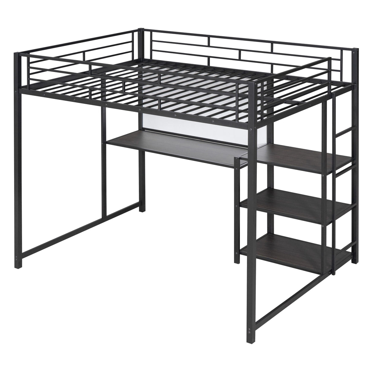Metal Loft Bed With Desk, 3 Shelves And Ladder by Couch.com