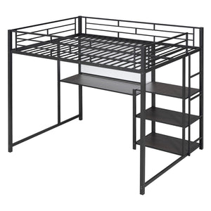 Metal Loft Bed With Desk, 3 Shelves And Ladder by Couch.com