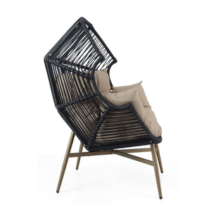 Cori - Outdoor Patio Egg Chair, With Cushion - Black / Khaki by Couch.com