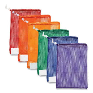 Champion Sports Heavy-Duty Mesh Bag, 12" x 18", Gold, Green, Orange, Purple, Royal Blue, Scarlet Red, 6/Set (MB18SET)