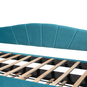 Upholstered Daybed Sofa Bed With Trundle Bed And Wood Slat by Couch.com