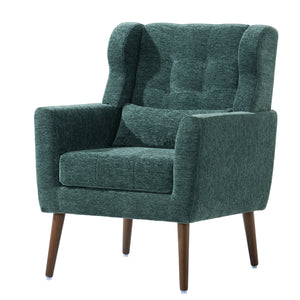 Modern Accent Chair, Chenille Arm Chairs For Living Room, Upholstered Mordern Armchair, Comfy Soft Padded Lounge Chair In Small Space, Bedroom, With Pillow, Solid Wood Leg by Couch.com