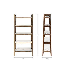 Mid - Century Design 5 Shelf Bookcase - Off White / Pecan by Couch.com