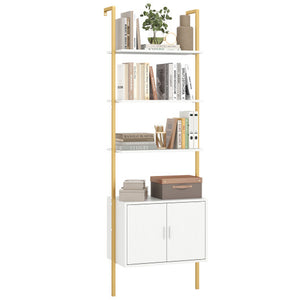 72.5 Inch Tall Bookshelf with Cabinet Anti-Tipping Kits and Metal Frame-White