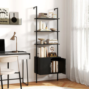 72.5 Inch Tall Bookshelf with Cabinet Anti-Tipping Kits and Metal Frame-Black