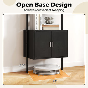 72.5 Inch Tall Bookshelf with Cabinet Anti-Tipping Kits and Metal Frame-Black