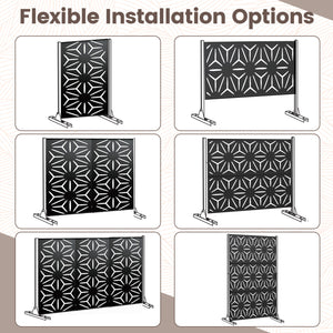 72"H x 48"W Freestanding Fence Panel with Stand and Expansion Bolts-Black