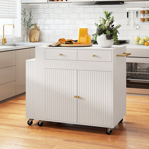 72" Kitchen Island with Extendable Dining Table and Power Outlet-White